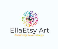 art logo with colorful line art and paint swoosh