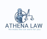 law logo design with lady of justice holding scales in a circle 
