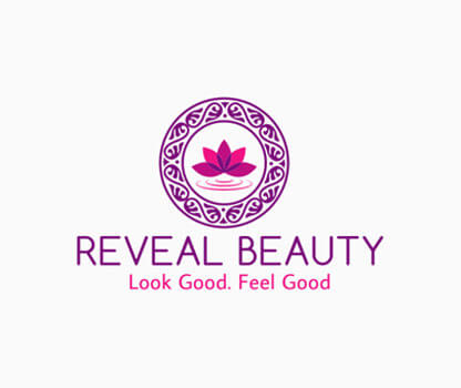 Beauty logo design with flower in circle with paisley pattern
