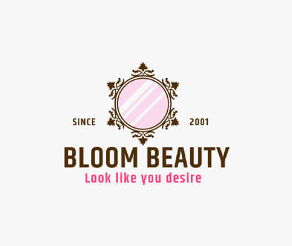 beauty logo mirror in circle shape with flowers 