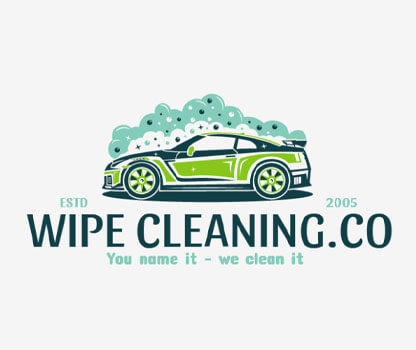 cleaning logo design with car and bubbles 