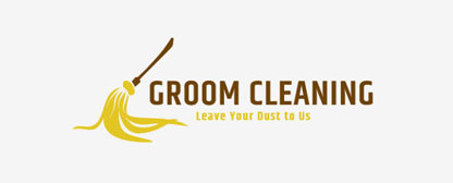 cleaning company logo design with long broom 