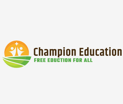 education logo design with two abstract figures in sun with grass