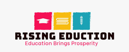education logo with graduation cap and books and pencil in three squares