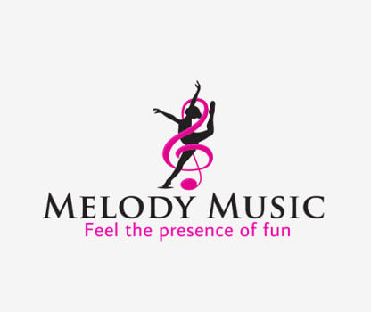 entertainment logo with girl dancing in music symbol 