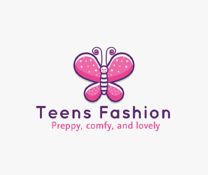 fashion logo with butterfly symbol and text