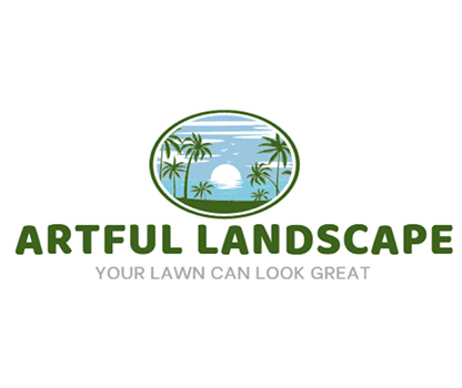 landscape logo with palm trees and moon in oval shape 
