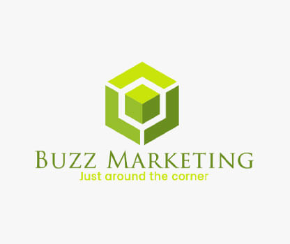 marketing logo with cube in rhombus shape 