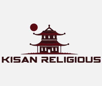 religious logo with temple and sun 