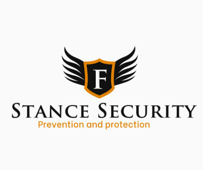 security logo design with letter F in shield with wings 