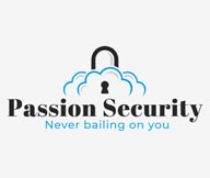 IT security logo with clouds merged with lock symbol