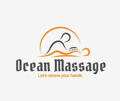 spa logo design abstract figure getting massage with swoosh 