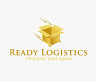 trade logo design with storage box on wheels with lines