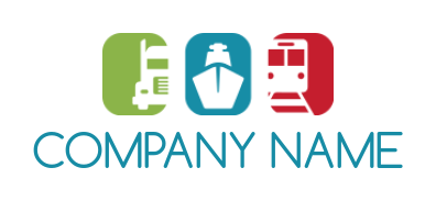 truck ship and train squares logo sample