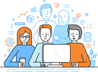 team at desktop illustration